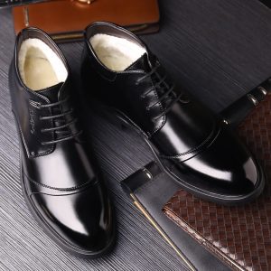 Winter men's cotton shoes with pointed toe and velvet